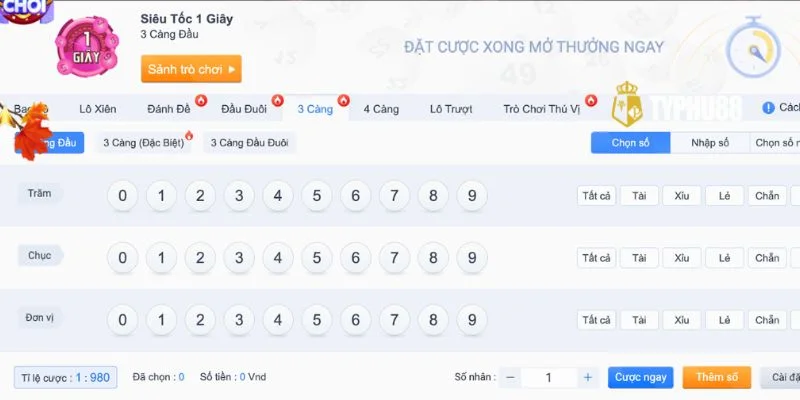 Một vài mẹo chơi siêu tốc sẽ giúp cược thủ bắt số thành công tại Typhu88.